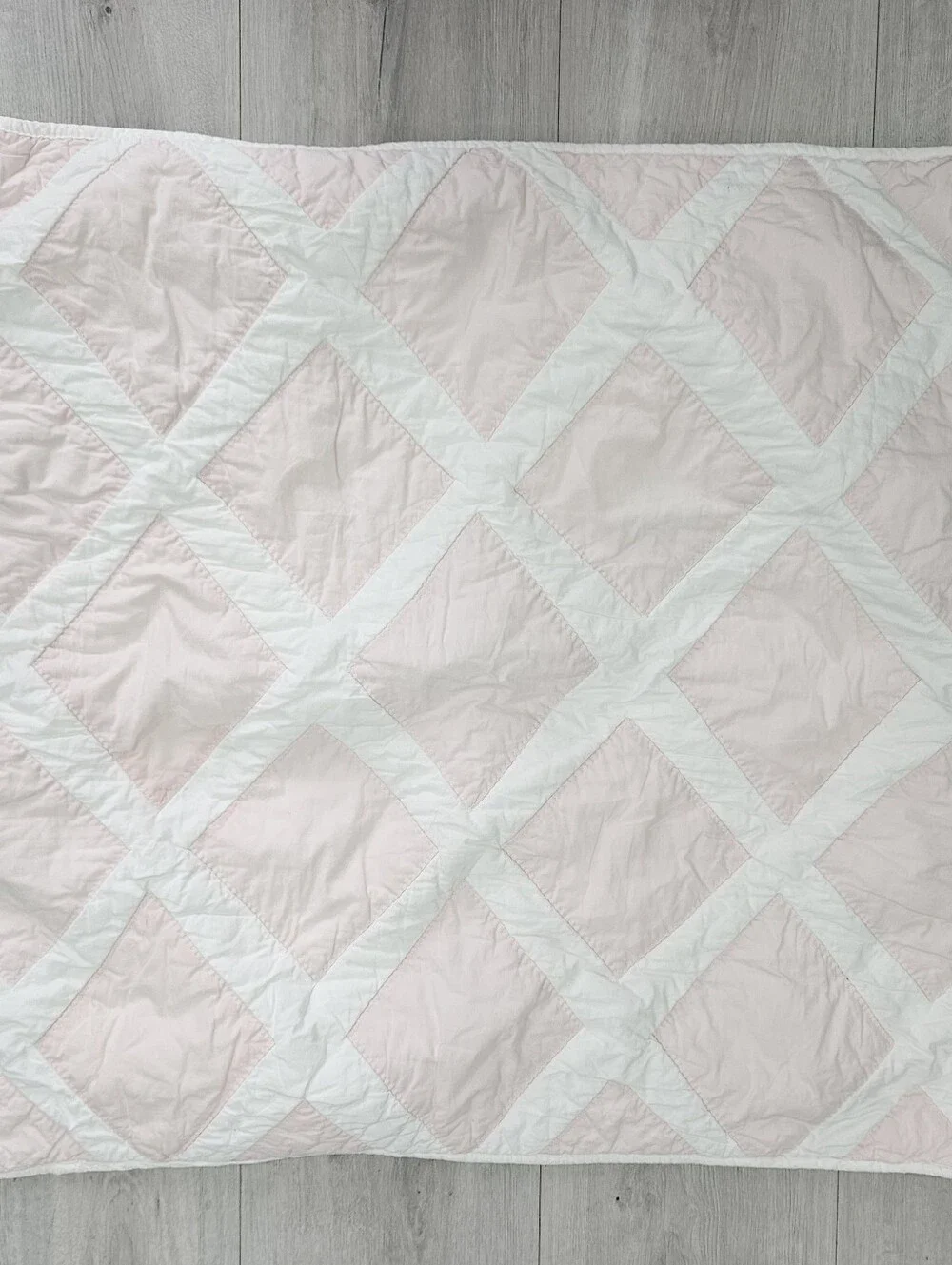 Serena & Lily Pink White Diamond Quilted Cotton Euro Pillow Shams 26x26 Kids